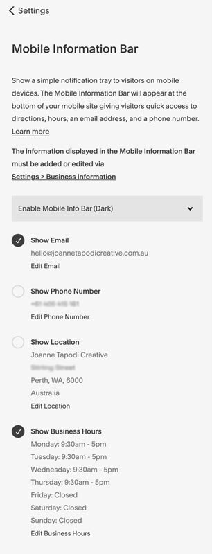 How To Customize Mobile Info Bar Text