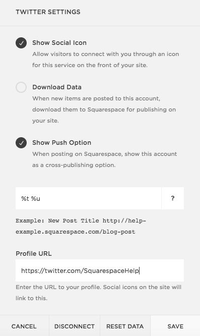 How to link social media accounts in Squarespace