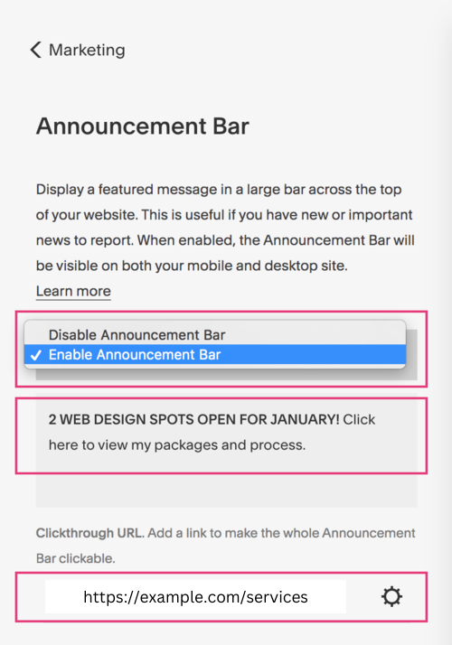 How to Add a Squarespace Announcement Bar to your Website