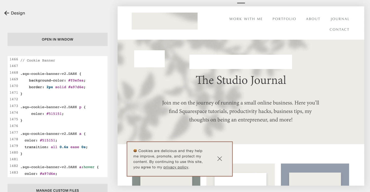 How to Customize Squarespace Cookie Banner [Copy+Paste]