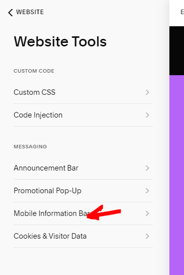 How To Add a Mobile Information Bar in Squarespace